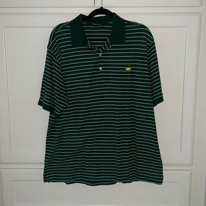 XL Masters Green and White Striped Polo Shirt